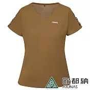 【ATUNAS 歐都納】女款ATUNAS-TEX吸濕排汗短袖T恤A2TS2314W- S 泥棕