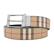 BURBERRY 經典格紋雙面針扣皮帶 米色