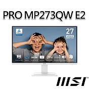 msi微星 PRO MP273QW E2 27吋 白 螢幕 (27＂/2560x1440/16:9/100Hz/喇叭/白)