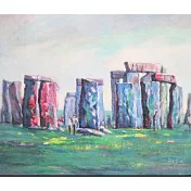 【玲廊滿藝】鄭素雲-10P油彩，英國巨石陣Stonehenge41x53cm