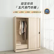 IDEA-MIT寢室5x7尺滑門衣櫃(耐磨耐刮/3色任選) 北歐橡木