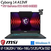 【記憶體升級】MSI微星 Cyborg 14 A13VF-026TW 14吋/i7-13620H/32G/512G SSD/RTX4060/Win11/ 電競筆電