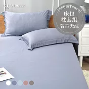 法國CASA BELLE《淡雅淨色》特大天絲床包枕套組(共五色)-藍灰色
