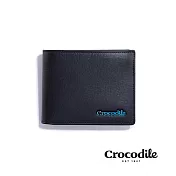 Crocodile鱷魚皮件 皮夾 真皮短夾 雙鈔 8卡 Oxford牛津系列 0103-11104-黑藍兩色 -黑色