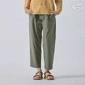 ADISI 女SORONA植物紗舒適乾爽錐型九分寬褲 AP2411027 L 龍舌蘭綠