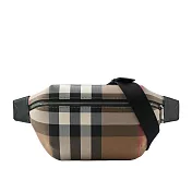 BURBERRY 經典格紋帆布 Sonny腰包 (褐灰色/棕色)