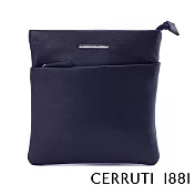 【Cerruti 1881】限量2折 義大利頂級小牛皮側背包肩背包 全新專櫃展示品(深藍色 CEBO06023M)