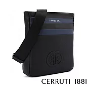 【Cerruti 1881】限量2折 義大利頂級小牛皮側背包肩背包 全新專櫃展示品(黑色 CEBO06048M)