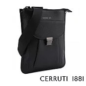 【Cerruti 1881】限量2折 義大利頂級小牛皮側背包肩背包 全新專櫃展示品(黑色 CEBO06177M)