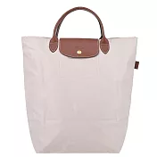 LONGCHAMP LE PLIAGE系列短把再生尼龍手提包(中)  白紙