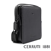 【Cerruti 1881】限量2折 義大利頂級小牛皮側背包肩背包 全新專櫃展示品(黑色 CEBO06483M)