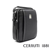 【Cerruti 1881】限量2折 義大利頂級小牛皮側背包肩背包 全新專櫃展示品(黑色 CEBO06589M)