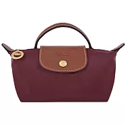 LONGCHAMP LE PLIAGE系列再生尼龍手提化妝包 酒紅