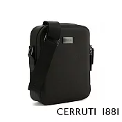 【Cerruti 1881】限量2折 義大利頂級小牛皮側背包肩背包 全新專櫃展示品(黑色 CEBO06752M)