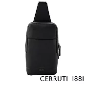 【Cerruti 1881】限量2折 義大利頂級小牛皮側背包肩背包 全新專櫃展示品(黑色 CEBO06823M)