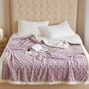 【DUYAN 竹漾】韓系麻花牛奶絨 羊羔絨 雙層加厚被毯 /  星空紫