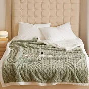 【DUYAN 竹漾】韓系麻花牛奶絨 羊羔絨 雙層加厚被毯 /  橄欖綠