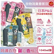 (2袋任選超值組)日本P&G-Lenor芳香寶石系列超吸水力顆粒香香豆補充包1040ml/袋(長效留香約12週,衣物消臭柔軟劑,室內晾曬防臭,直立滾筒式洗衣機皆適用) 玫瑰白麝香*1袋+柑橘馬鞭草*1袋