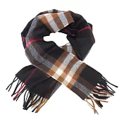 BURBERRY 經典格紋山羊絨圍巾 棕黑