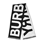 BURBERRY  經典LOGO羊毛圍巾 黑色