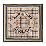 BURBERRY 復古格紋圖案真絲斜紋絲巾 米色