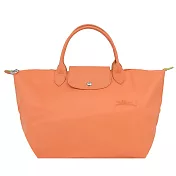 LONGCHAMP LE PLIAGE GREEN系列刺繡短把再生尼龍摺疊水餃包(中) 橙