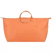 LONGCHAMP LE PLIAGE GREEN系列刺繡短把再生尼龍摺疊旅行袋(中) 橙