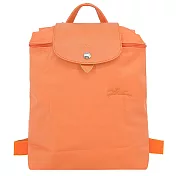 LONGCHAMP LE PLIAGE GREEN系列刺繡再生尼龍摺疊後背包(中) 橙