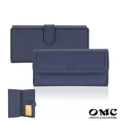 【OMC】納帕18卡1照雙面收納牛皮長夾4103 星辰藍