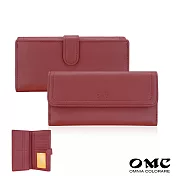 【OMC】納帕18卡1照雙面收納牛皮長夾4103 紅色