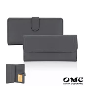 【OMC】納帕18卡1照雙面收納牛皮長夾4103 深灰