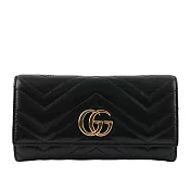 GUCCI GG Marmont 牛皮金屬雙G LOGO翻蓋長夾_展示品 (黑色)