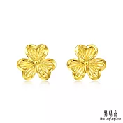 【點睛品】心形三瓣花 黃金耳環(一對)