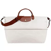 LONGCHAMP LE PLIAGE系列再生尼龍延展兩用旅行袋 白紙