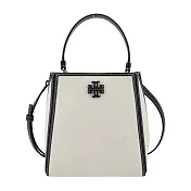 TORY BURCH MCGRAW 帆布皮革手提/斜背水桶包-小/ 黑