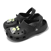 Crocs 洞洞鞋 Classic Glow Black Cat Clog K 中大童 童鞋 夜光黑貓 克駱格 210387001 18.5cm BLACK