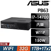 ASUS 華碩 MiniPC PB63 商用雙碟迷你電腦(i7-14700/32G/1TB HDD+1TB SSDX2/W11P)