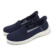 Skechers 休閒鞋 On-The-Go Flex-Camellia Slip-Ins 女鞋 藍白 套入式 樂福鞋 138181NVY