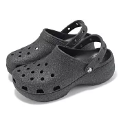 Crocs 洞洞鞋 Classic Platform Glitter Clog W 女鞋 黑 經典閃耀雲朵克駱格 207241001 22cm BLACK