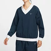 NIKE AS W NSW ESSTL WVN UV LS VNCK 女長袖上衣-深藍-FV7650480 XL 藍色