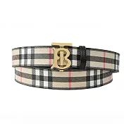 BURBERRY 經典格紋帆布TB金屬女用皮帶(米色) S