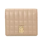 BURBERRY  Lola TB LOGO格紋絎縫羔羊三折短夾 米色