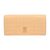 BURBERRY Lola TB金字LOGO格紋絎縫羊皮翻蓋長夾 金沙色