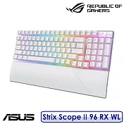 【送原廠電競鼠墊】ASUS 華碩 ROG Strix Scope II 96 RX Wireless 電競鍵盤 月光白 (青軸/紅軸) 紅軸