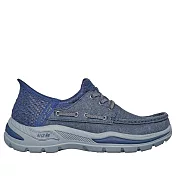 Skechers Arch Fit Motley [205203NVY] 男 休閒鞋 帆船鞋 套入款 馬克縫 帆布 深藍