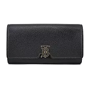 BURBERRY TB LOGO荔枝牛皮翻蓋長夾 黑色