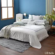 義大利La Belle《蔓蔓旋花》雙人長絨細棉刺繡四件式被套床包組-白色