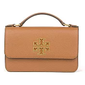 TORY BURCH 雙T-LOGO皮革翻蓋兩用鍊包-駝