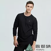 【ATUNAS 歐都納】男款魔力升溫圓領保暖長袖內著A1UCBB01M- L 黑