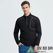 【ATUNAS 歐都納】男款魔力升溫立領拉鍊保暖長袖內著A1UCBB02M- 2XL 黑